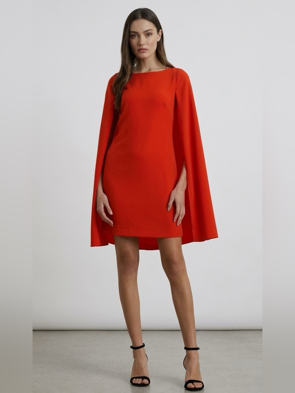 NWT Lauren Ralph Lauren Capelet Georgette Cocktail Dress SZ 2 BRIGHT VERMILION